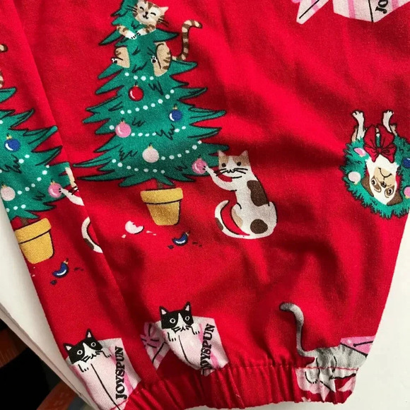 Women 3x Pajama Pant Red Recycled Poly Holiday Cat Dog Cozy Lounge Comfort Soft - Picture 4 of 10
